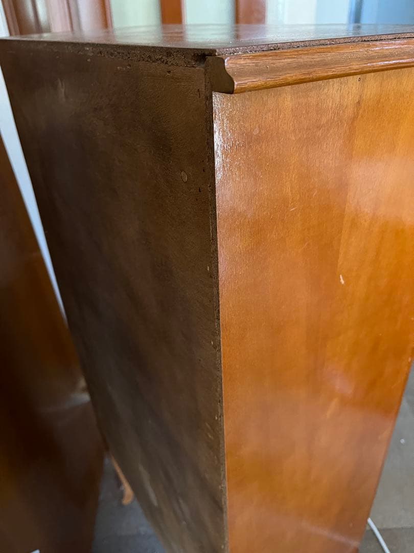 イタリア製　象嵌細工装飾　猫脚　ウッドチェスト 5段