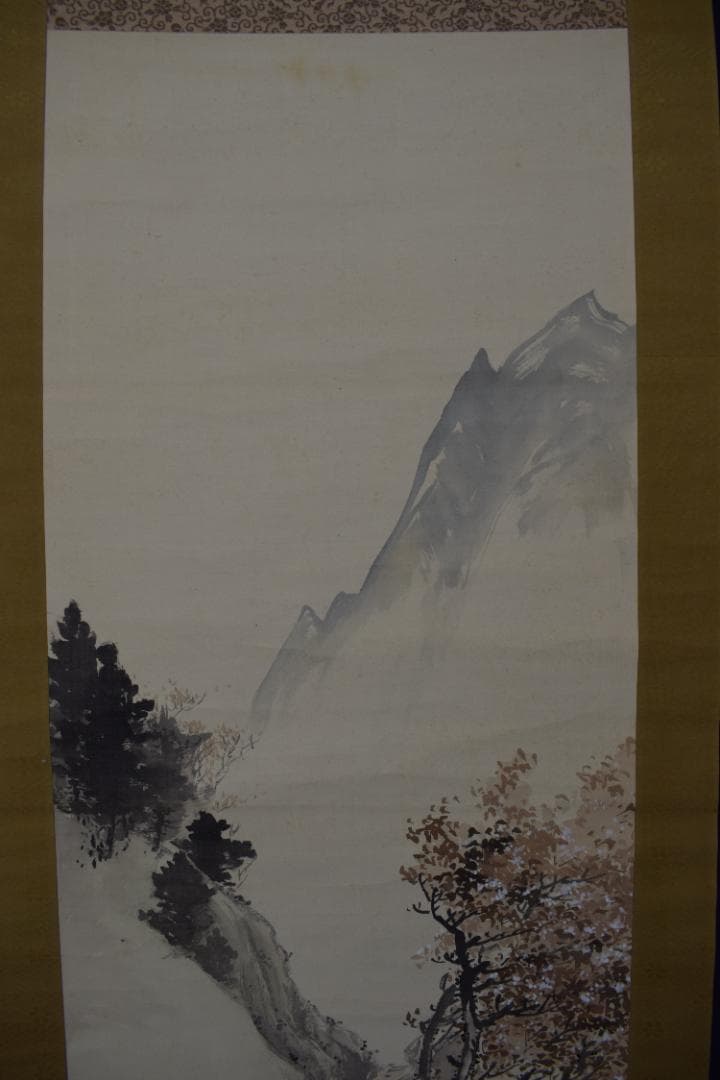 【真作】田中一華/秋山帰樵図/秋景山水人物図/掛軸☆宝船☆Y-744　JM