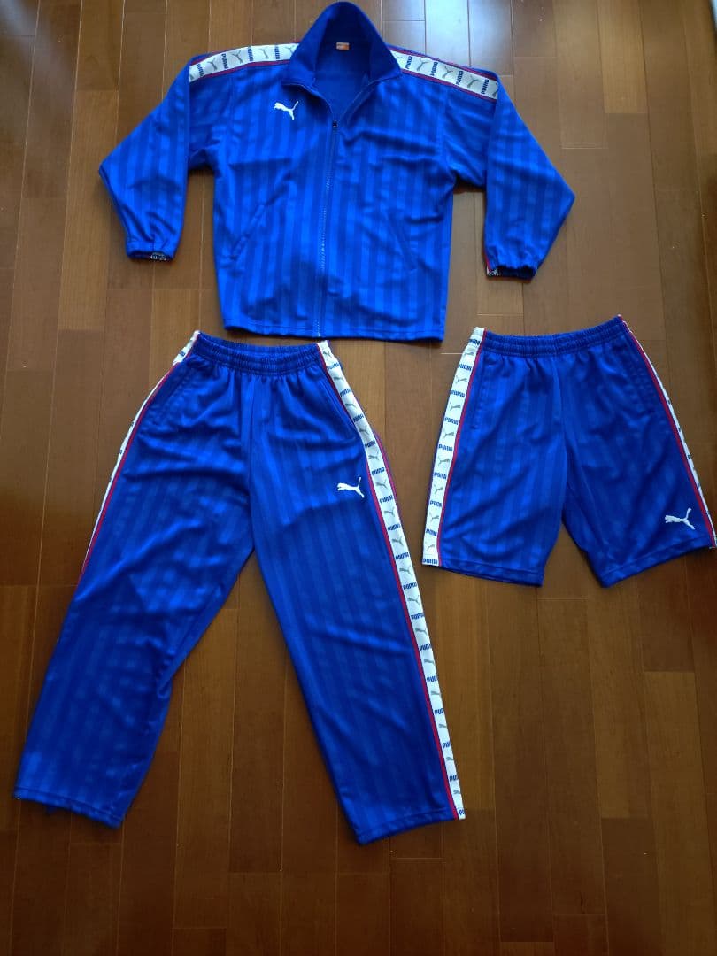 PUMA ジャージ上下セットアップ 青 ストライプ Mサイズ 美品