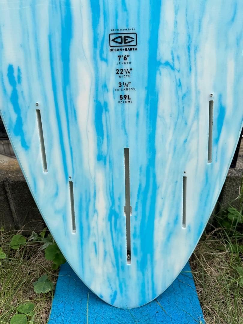 極美品！ O&E エポキシソフト 7’6” フィン付　スカイブルー