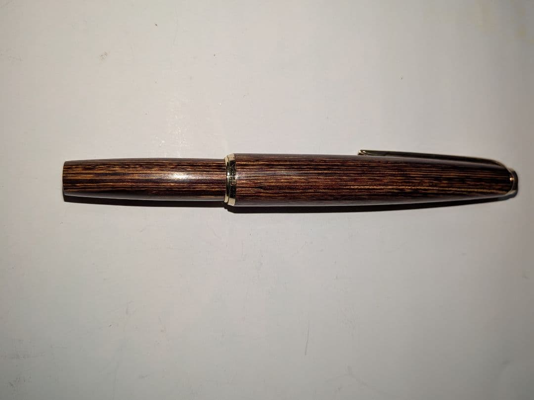 14K金プラチナ万年筆 黒と茶色のストライプ
