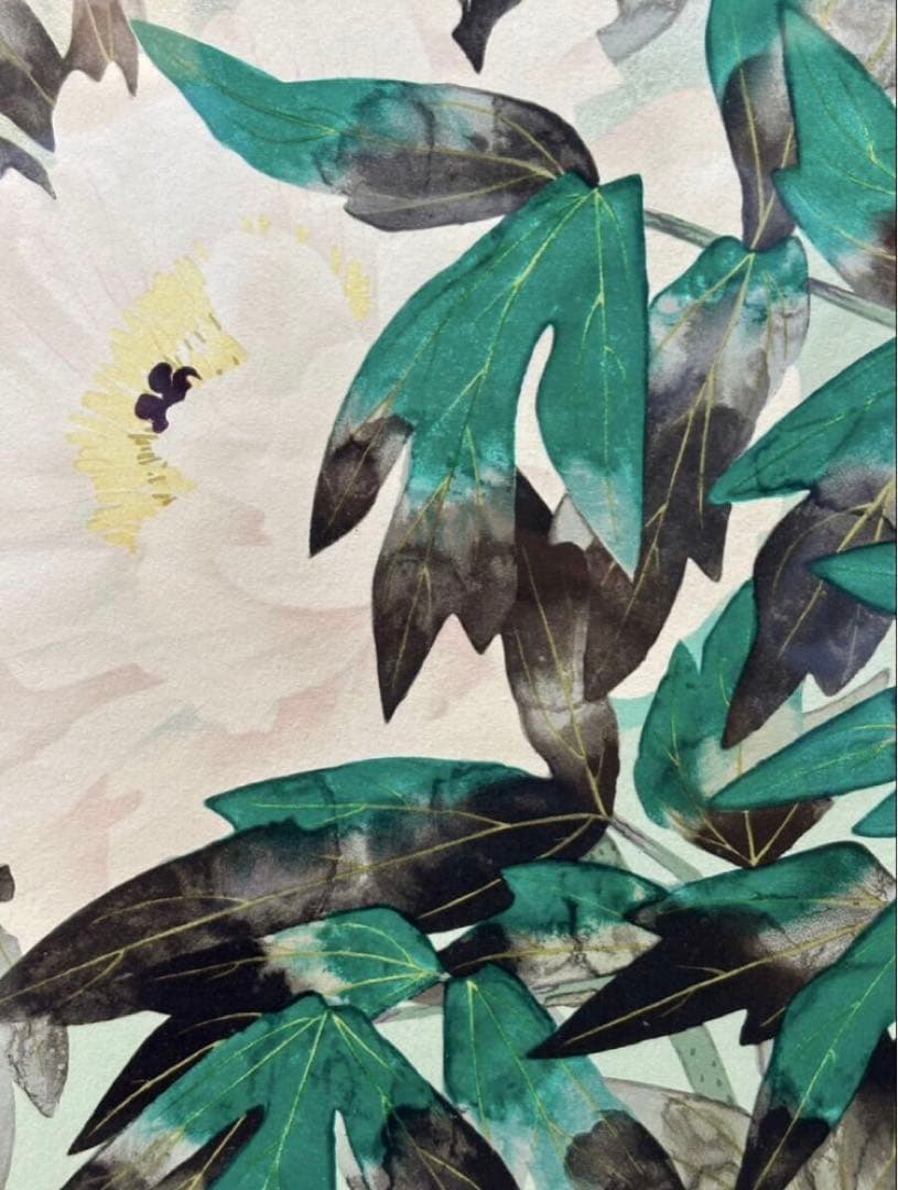 【真作】中島千波 富貴花 リトグラフ 2/125 直筆サイン 証明シール