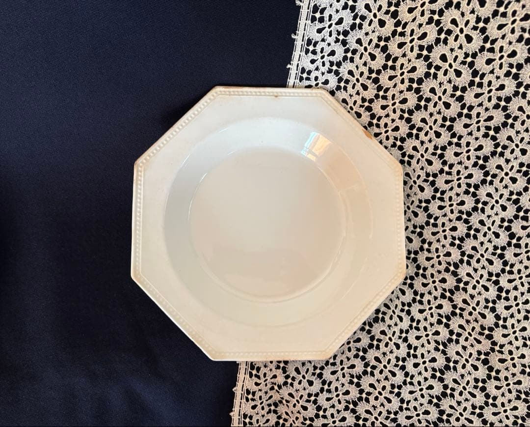 クレイユモントロー窯 オクトゴナル 深皿プレート フランス アンティーク