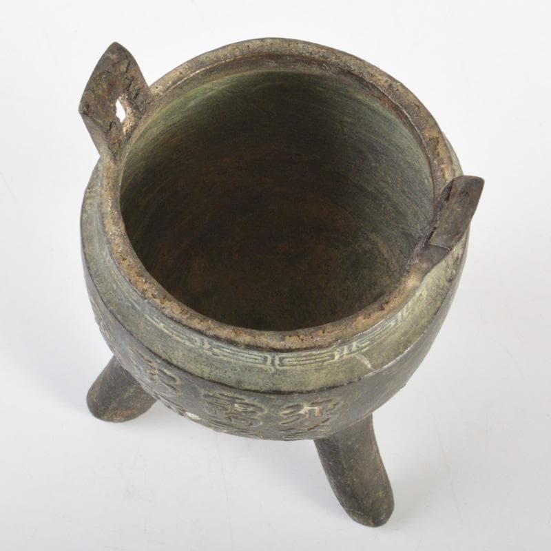 中国　古銅青銅　漢詩文　三足香炉　C　6225