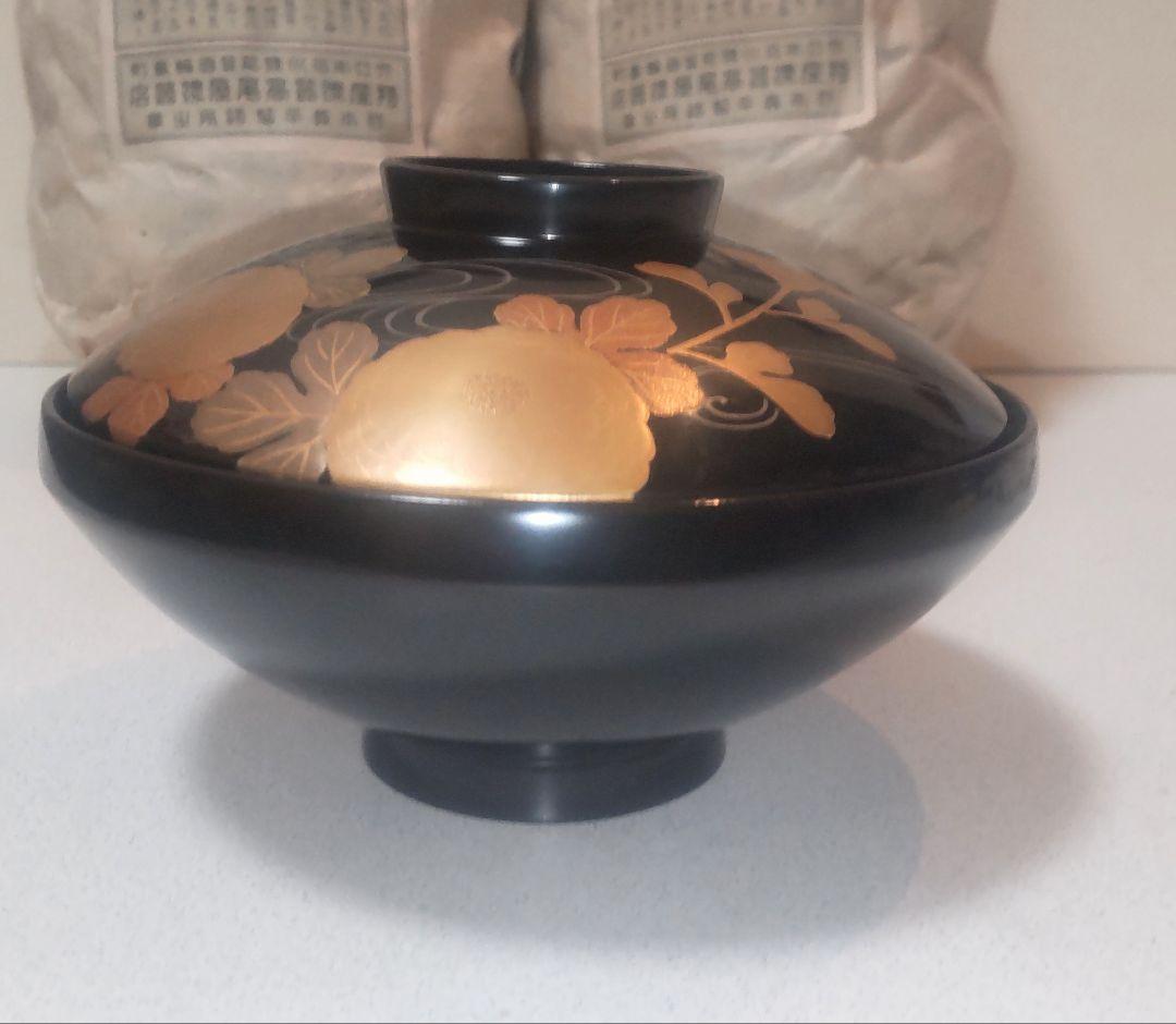 輪島塗 蒔絵吸物椀10客 Antique Maki-e Soup Bowls10