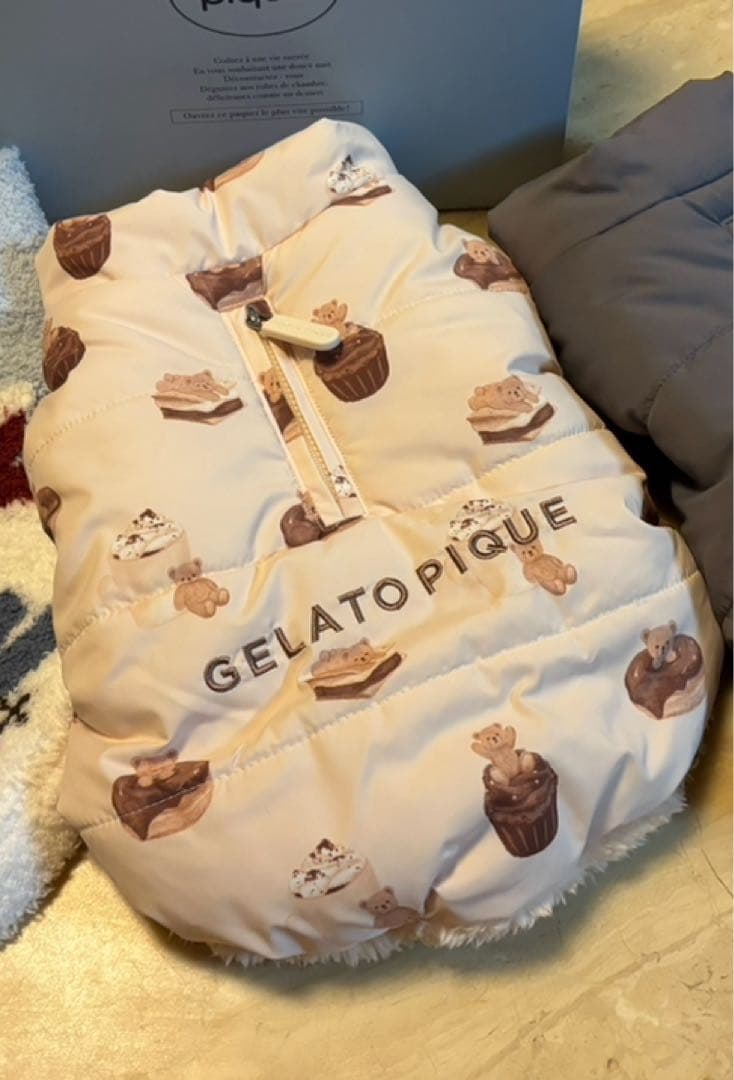 ジェラピケ　ベア&カップケーキ中綿ベスト　Lサイズ