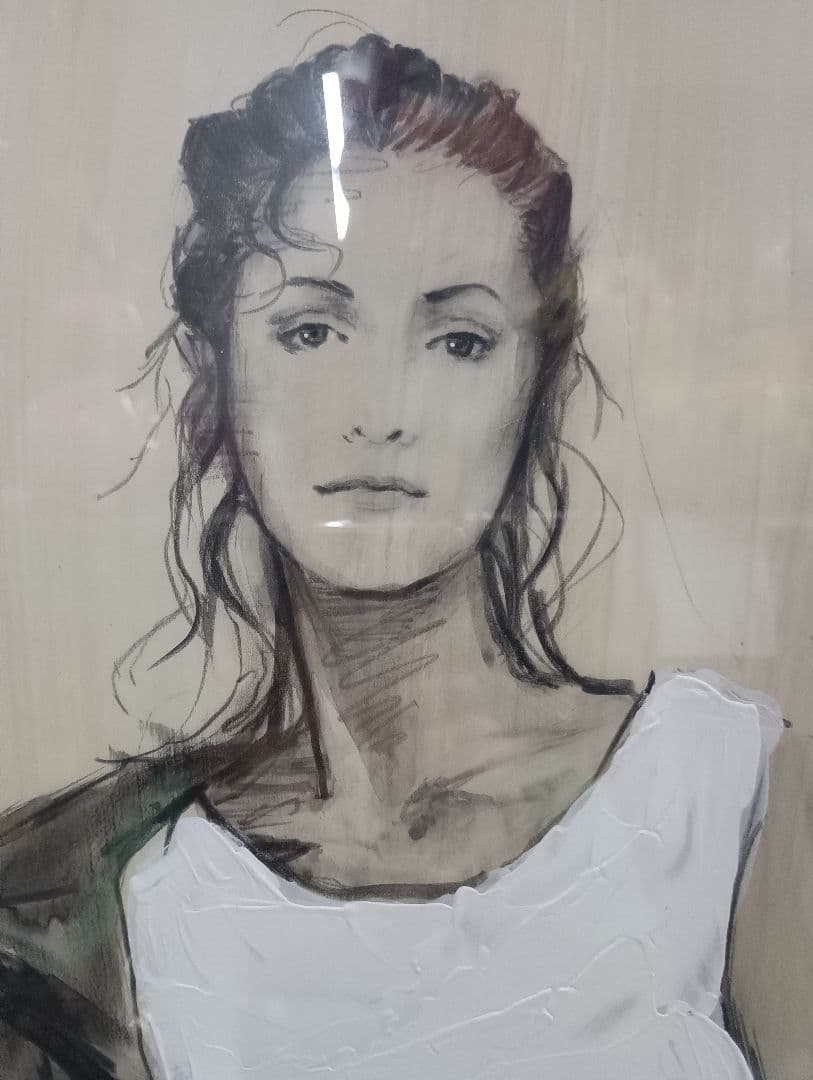 3117水彩画「女性像」画家不明　裏側にもあり