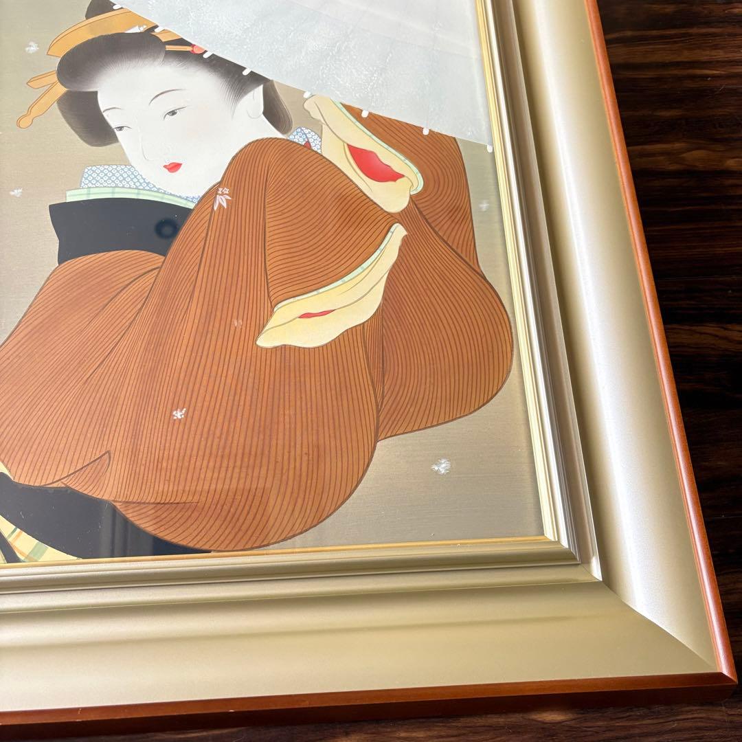 堀江浮水 (堀江豊生) 額装 美人画 日本画 師/伊東深水 絵画 A