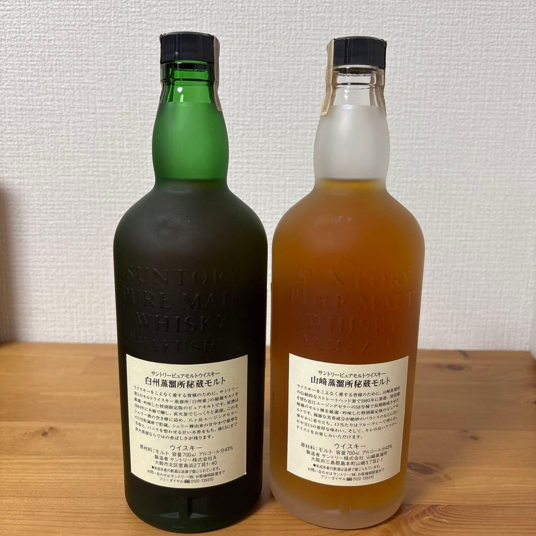 サントリーウイスキー 山崎蒸溜所秘蔵　白州蒸溜所秘蔵モルト　２点セット　未開封
