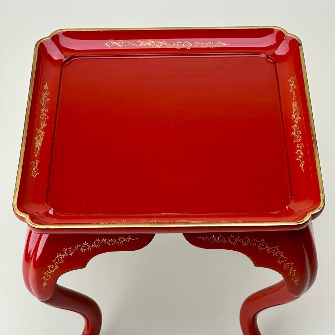 江戸期　朱漆脚付お膳台・供物台　元治元年箱書 骨董品　アンティーク