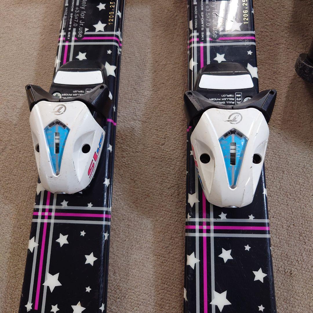 滑れる状態で発送 使用済みジュニアスキー120cmブーツ23cm ポールはおまけ