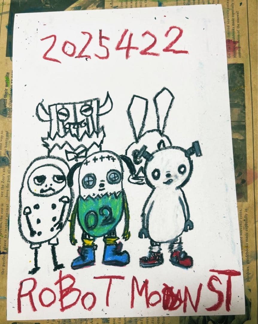 ROBOT MONST クレヨン画　アナログ　イラスト