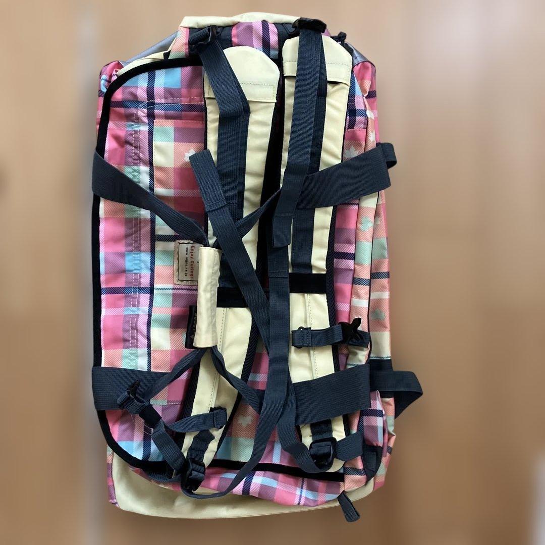 LOGOS チェック柄 ダッフルバッグ 50L