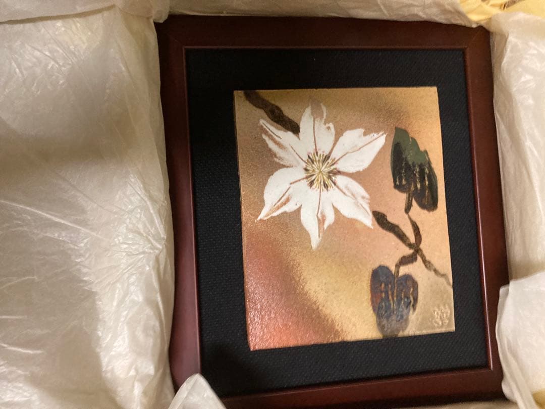 白い花の絵 作品 大和保男　萩焼