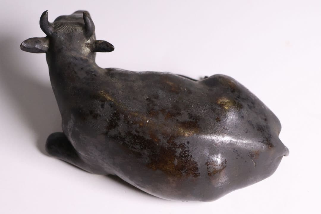 古銅 牛 置物 658g 金工 銅製 時代【MA831】