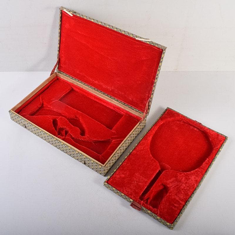 中国　唐木紫檀枠　山水人物彫　檀香宮扇　団扇　証明書付　C　8311