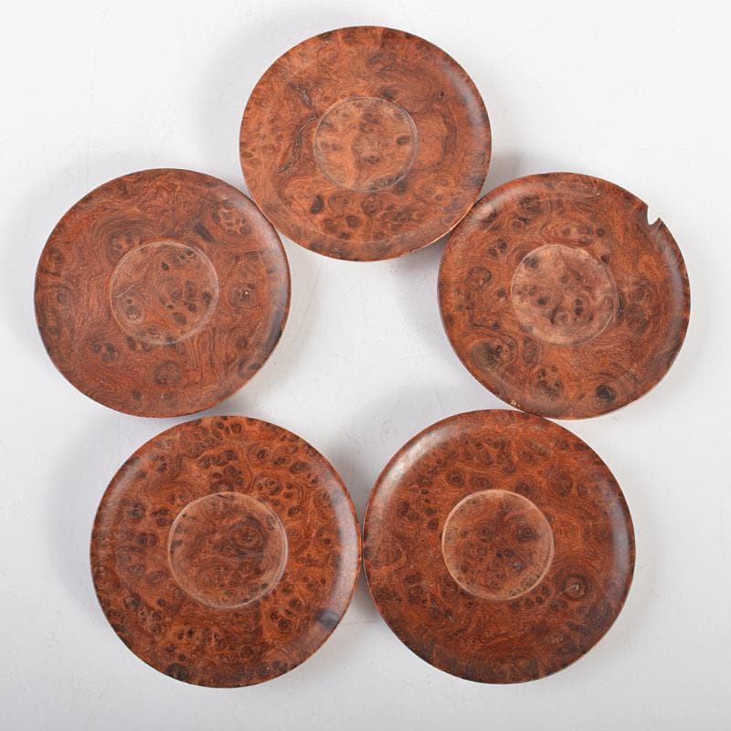 中国　花梨葡萄木瘤木　茶托　五客　煎茶道具　M　R6739E