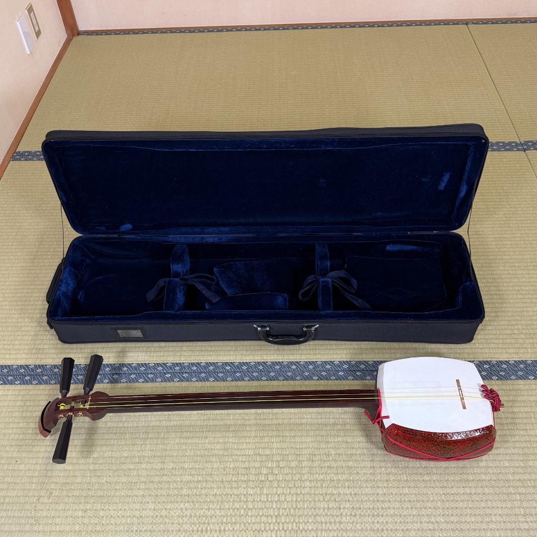 フルメンテ済 津軽三味線 中古 紅木 トチあり ケース付 津33