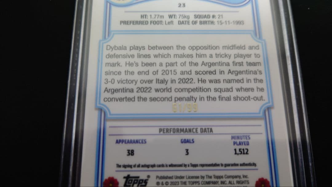 Topps ディバラ DYBALA  99枚限定直筆サインカード サッカー