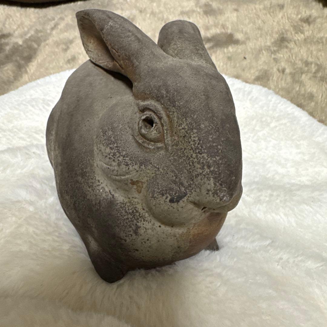 美品　備前焼　ウサギ型　置物 陶器