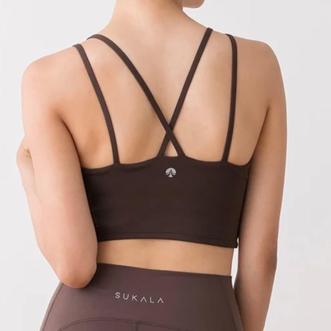 新品♡ 【SUKALA】ブラトップ付きフラワーレーストップス　ヨガウェア　LL