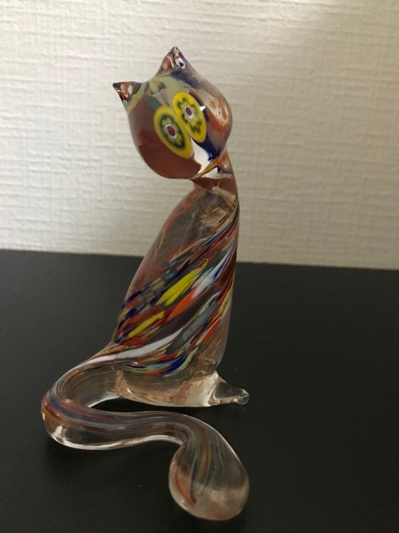 ベネチアンガラス Murano ムラノ　ムラーノ　猫　キャット　2点セット