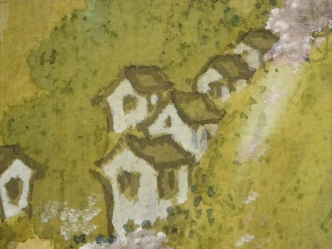 掛軸 井口華秋『支那山水図』中国山水 絹本 肉筆 無地箱付 掛け軸 a11204