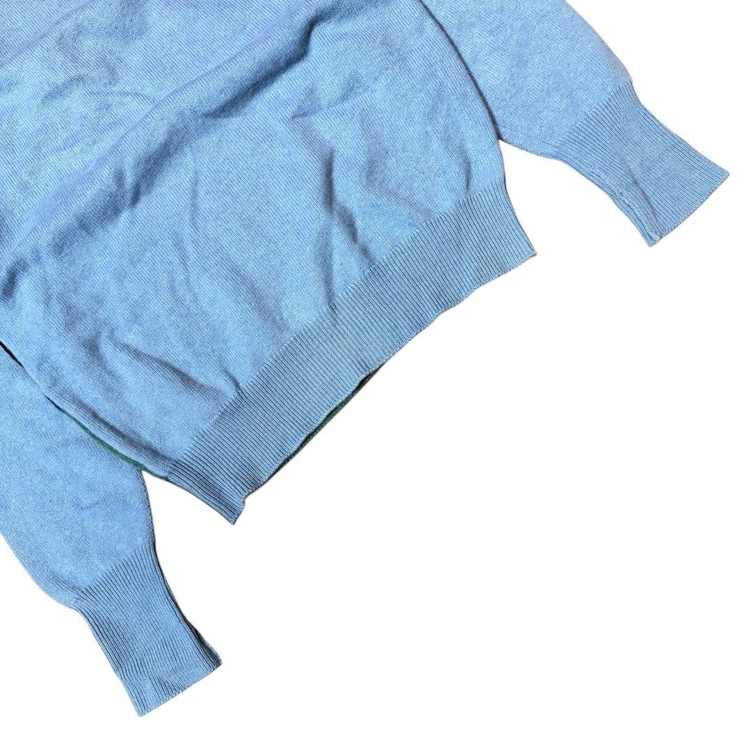 L相当 スコットランド製 ピュアカシミヤ100% ゴルフ柄 インターシャニット