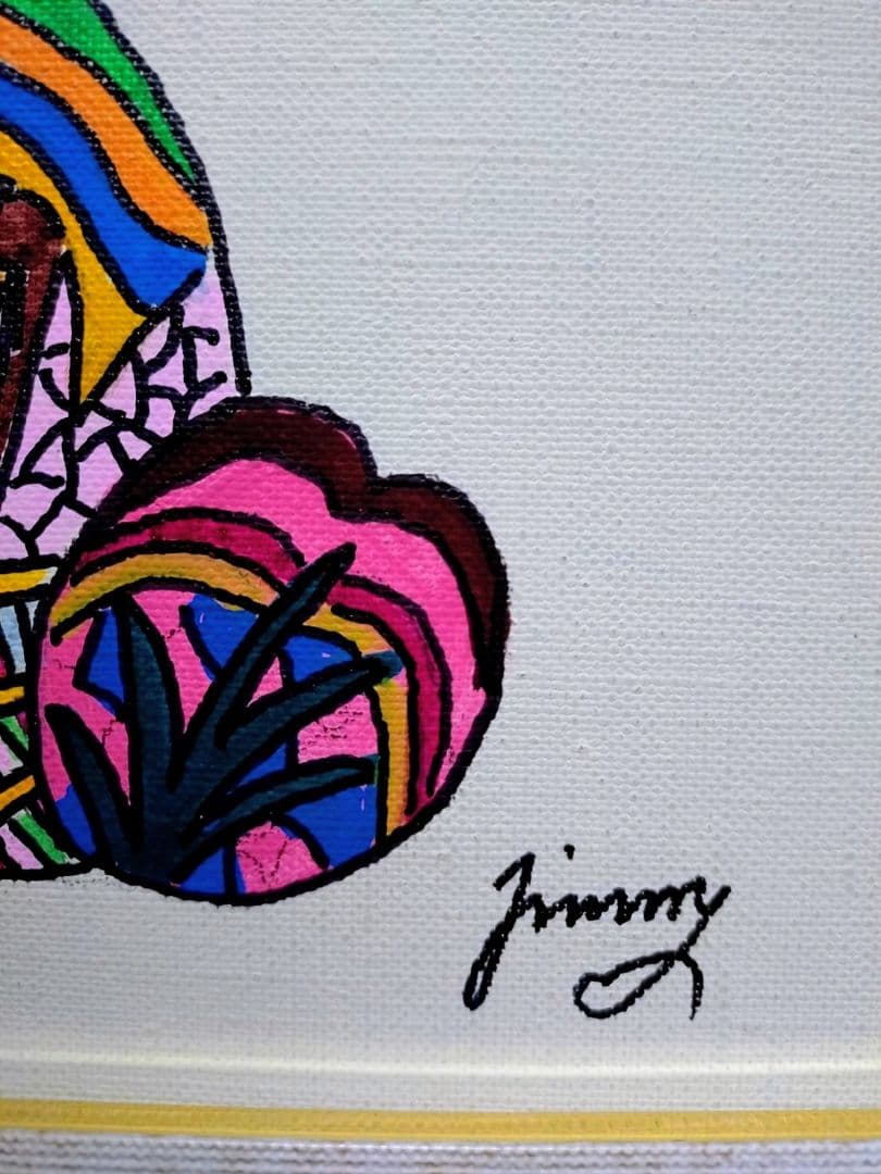 【F6号】ジミー大西【Pig】手描き作品/表裏サイン/油彩/アクリル/絵画/額縁