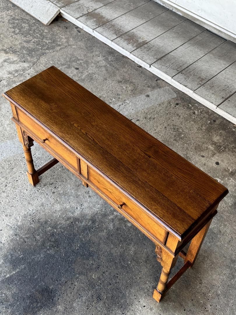 英国アンティークコンソールテーブル ホールテーブル 木製 オーク材 イギリス