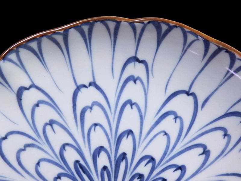 DAj 古伊万里　染付　菊花紋様の図　７寸皿