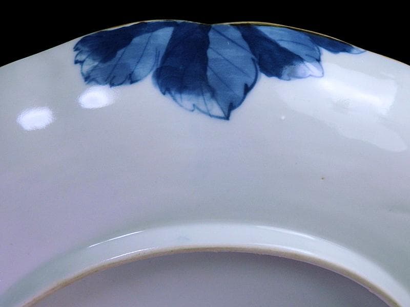 DAj 古伊万里　染付　菊花紋様の図　７寸皿