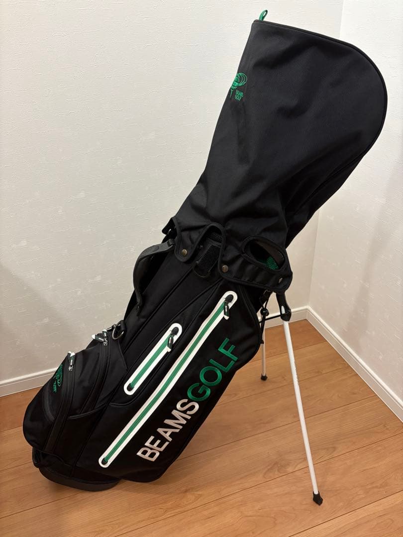 BEAMS GOLF スタンド付きキャディバッグ 黒/緑