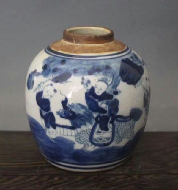 青と白の陶磁器の人物、キリンの家装飾置物のコレクション8