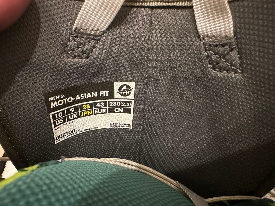 BURTON 28cmスノーボードブーツ グレー/グリーン 男性用