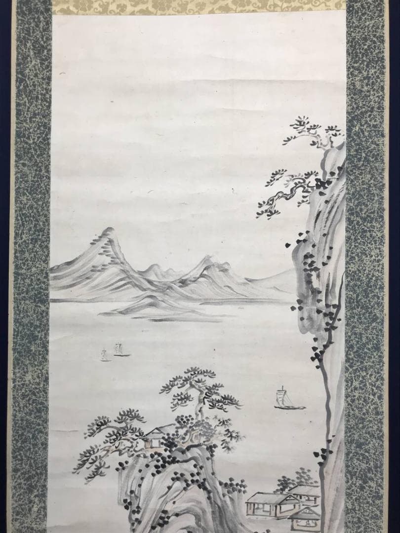 【真作】黄仲祥/山水人物図/山水図/掛軸/名家伝来/AC-140