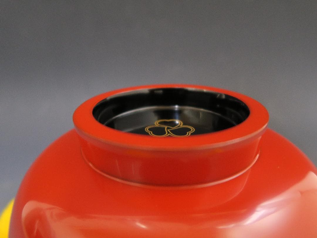 【輪島塗】粥椀 大向高州堂 塗師 富三 朱塗 高台黒塗 一客 天然木 栞 共箱