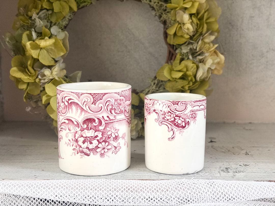 【美品】 フランスアンティーク ポット ２個 BFK DAUPHIN ロカイユ