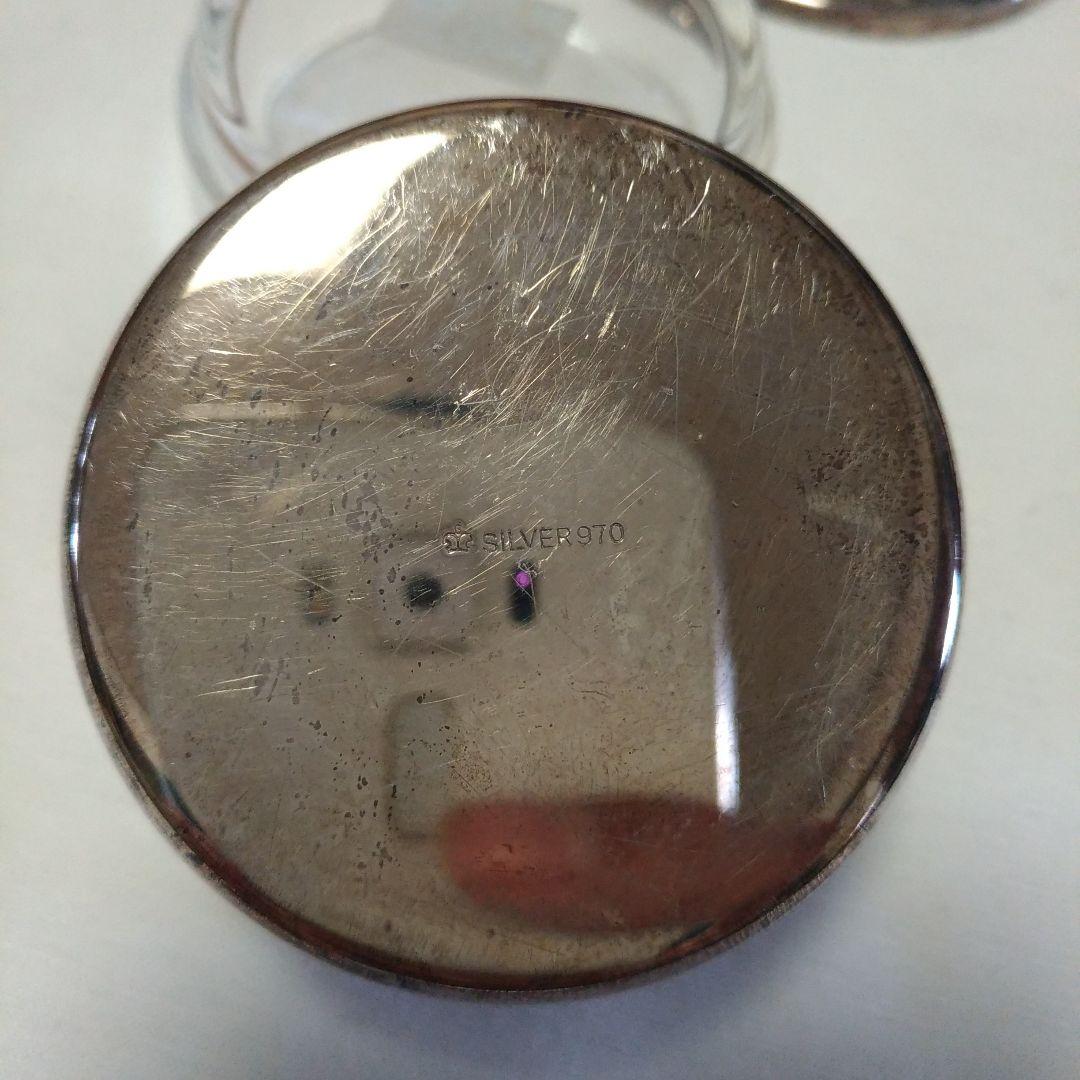 銀製。シルバー970。ボンボニエール。小物入れ。折り鶴。宮本商行。スレ、キズ有り