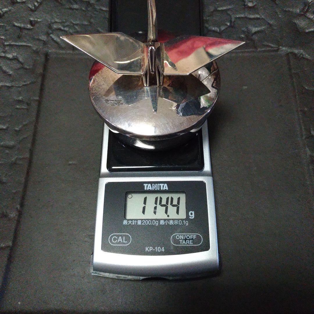 銀製。シルバー970。ボンボニエール。小物入れ。折り鶴。宮本商行。スレ、キズ有り