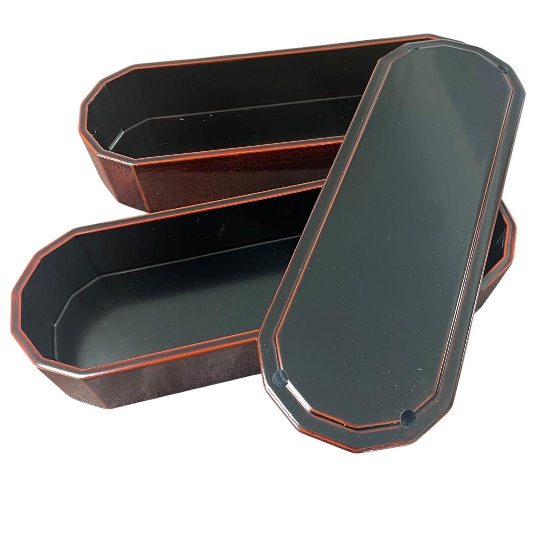 漆器重箱 溜塗り　二段重　木製