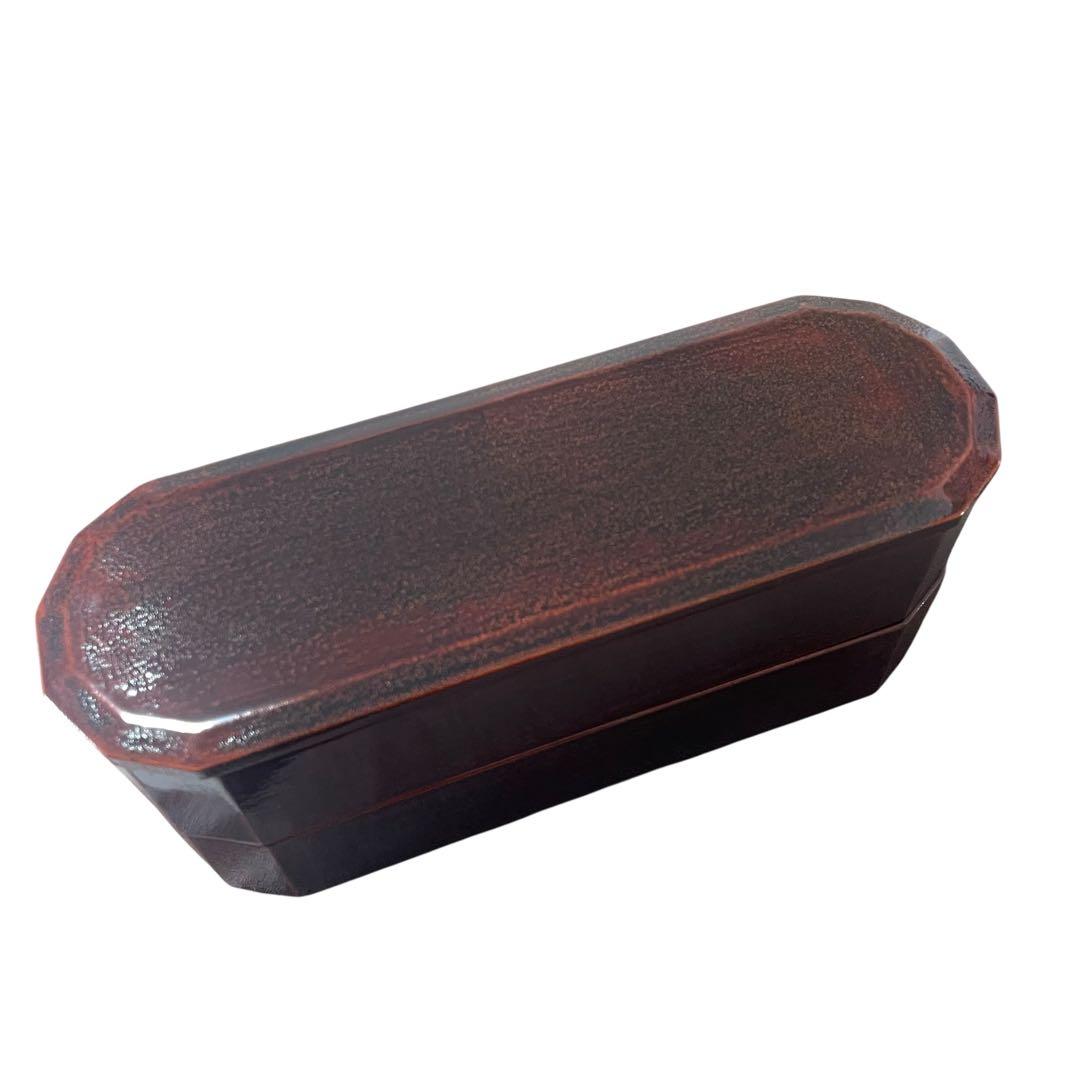 漆器重箱 溜塗り　二段重　木製