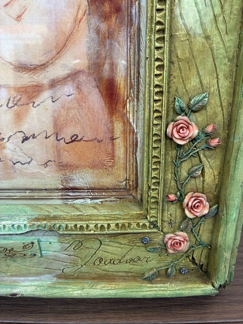 アンティーク調木製フレーム付きアート 天使 エンジェル インテリア 壁飾り 玄関