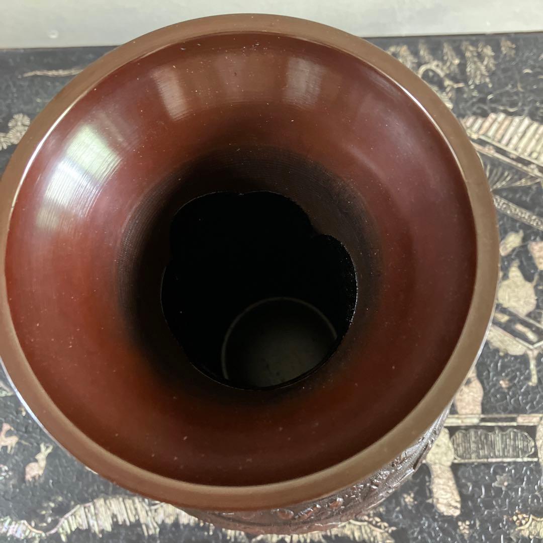 高岡銅器　鋳銅花瓶　銅製花瓶　花器　龍泉堂　天龍　耳付花瓶　骨董品