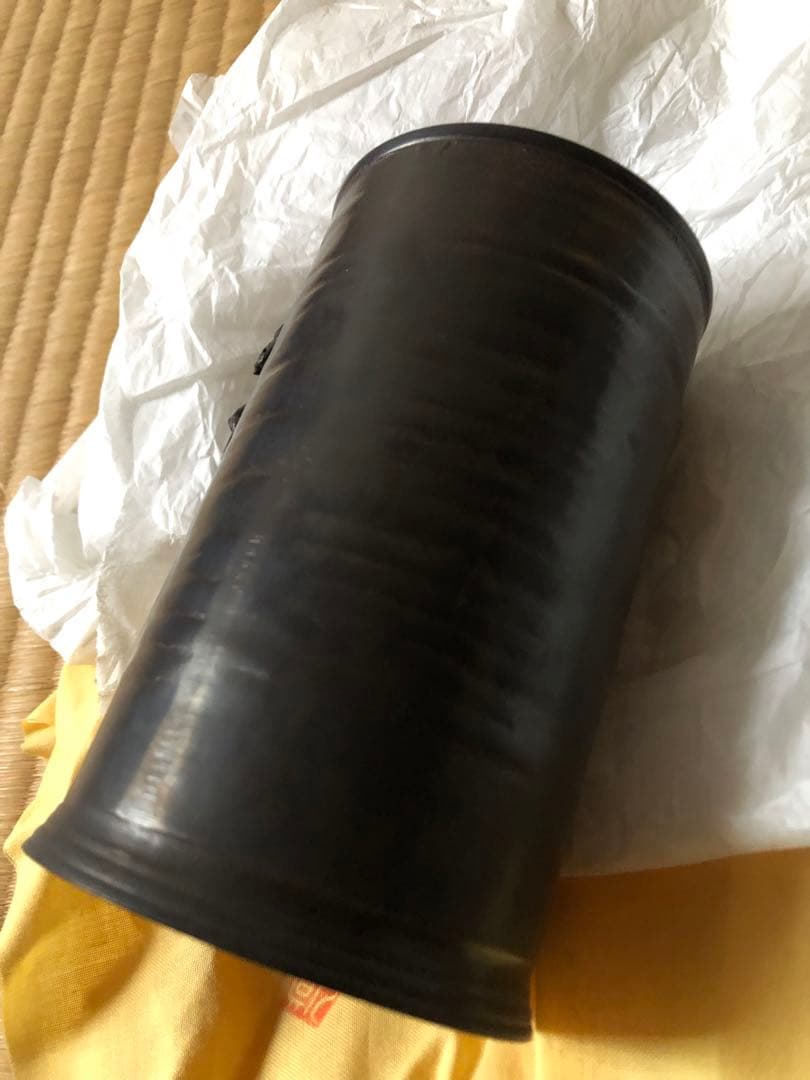 鋳銅　雨龍紋　筆筒　須賀月真氏作　共箱入