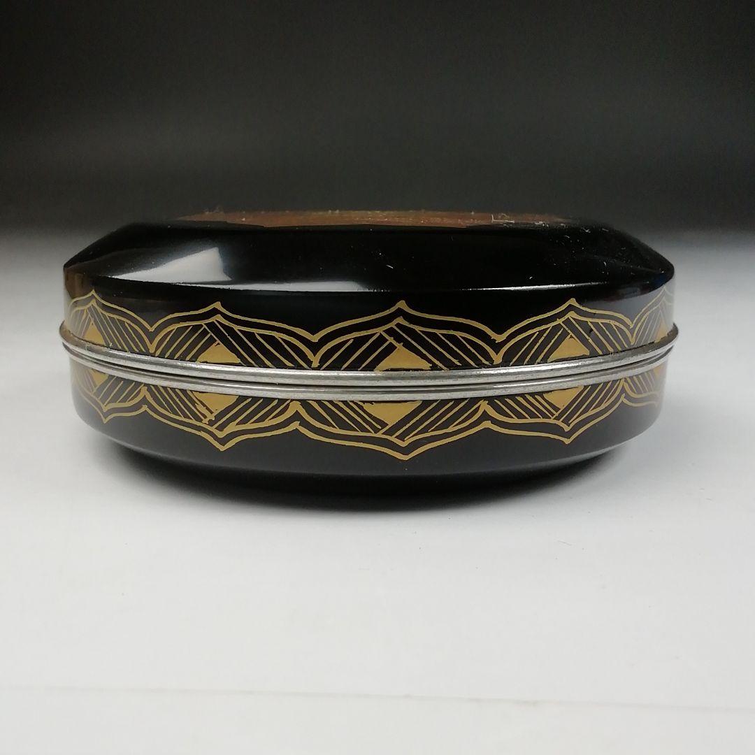 Ｔ８３６　香合　『手鏡蒔絵』『錫縁香合』『新井司峰 作』　共箱　茶道具