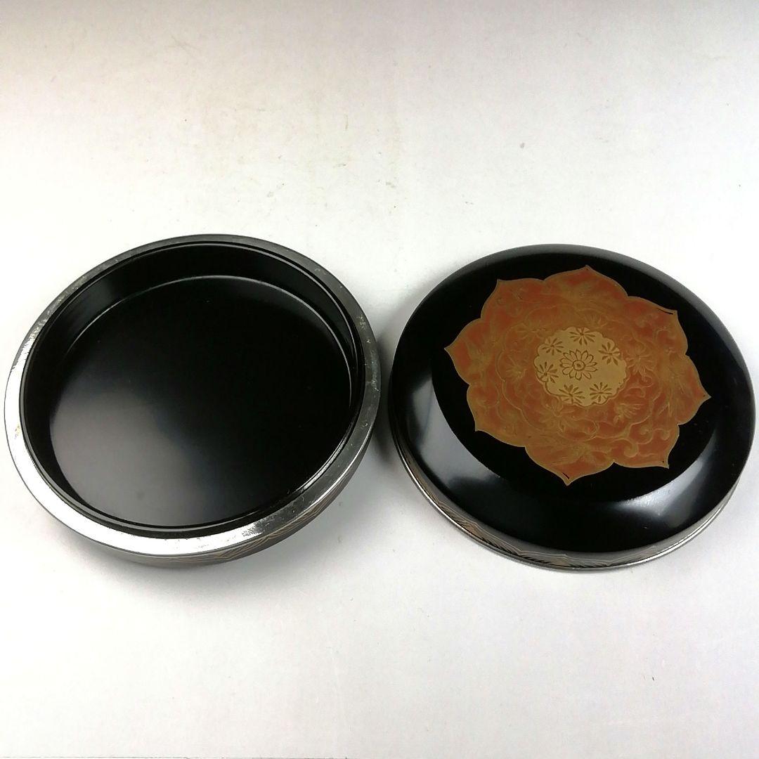 Ｔ８３６　香合　『手鏡蒔絵』『錫縁香合』『新井司峰 作』　共箱　茶道具