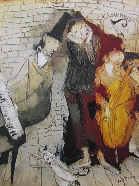 松井ヨシアキ、猫とコンサート、希少な画集より、新品高級額、額装付