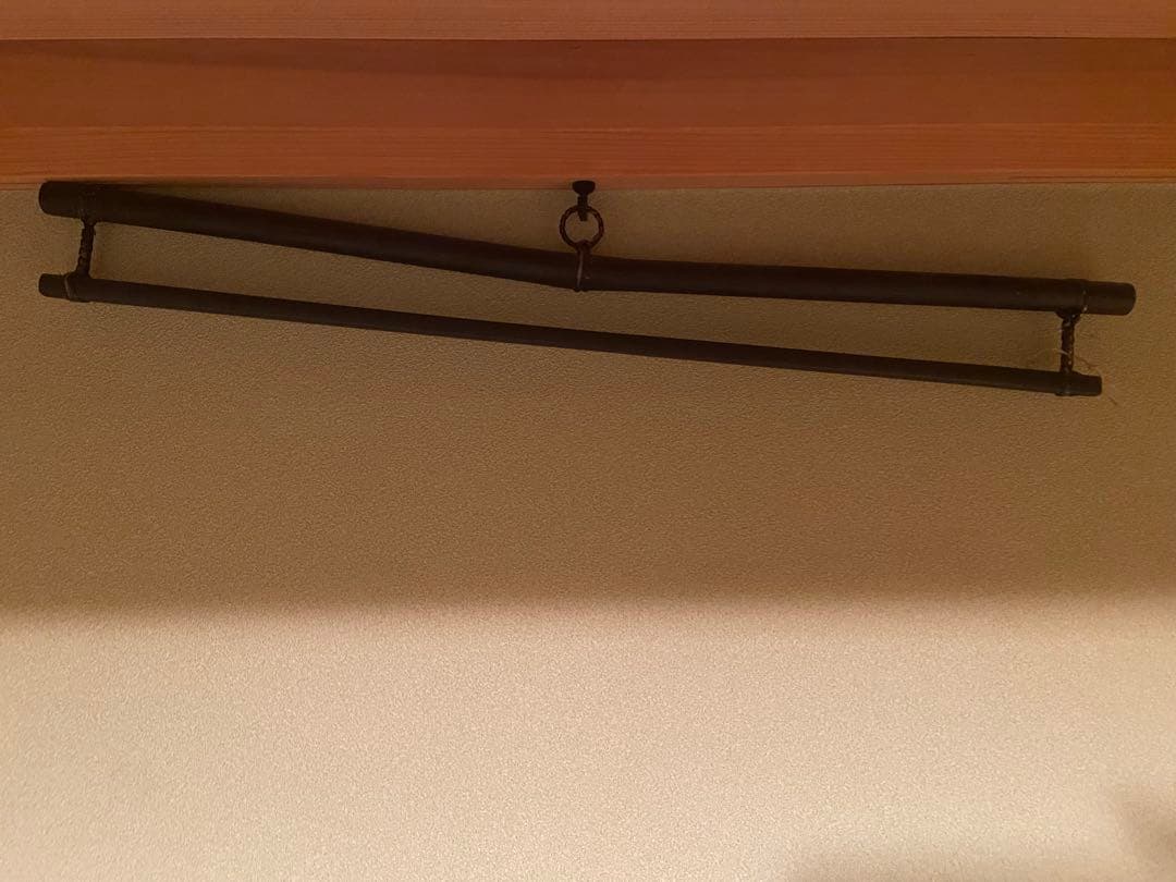 李朝 朝鮮 木製金具付 自在鉤 古民具 吊具