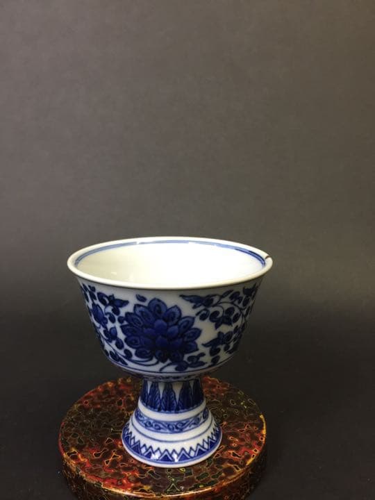 明時代 宣徳民窯 青花馬上杯 染付  時代物